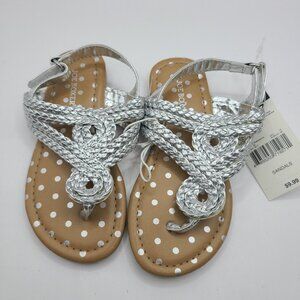 Girls Toddler Silver Piper Sandal sz 7 Quilted Joe Boxer Hook Loop fastening New